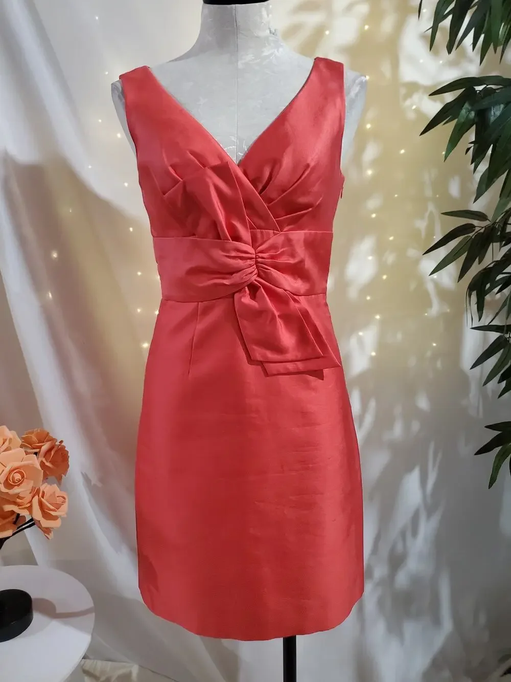 Kate Spade Mina All That Glitters Silk Bow Sheath Dress Size 2 Strawberry Pink